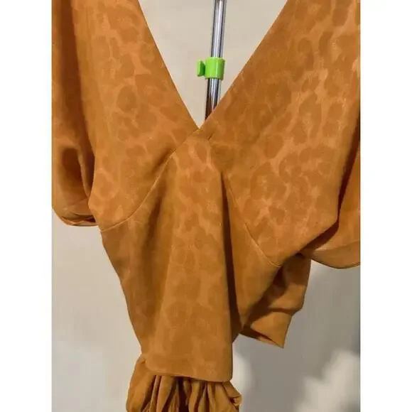 Women's Current Air Brown Wrap Top - Size S - Picture 4 of 6